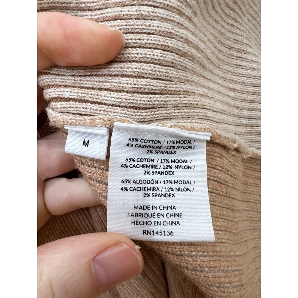 Naadam Ribbed Twist Front Sweater In Oatmeal Combo In Multi Sz M - Picture 9 of 10